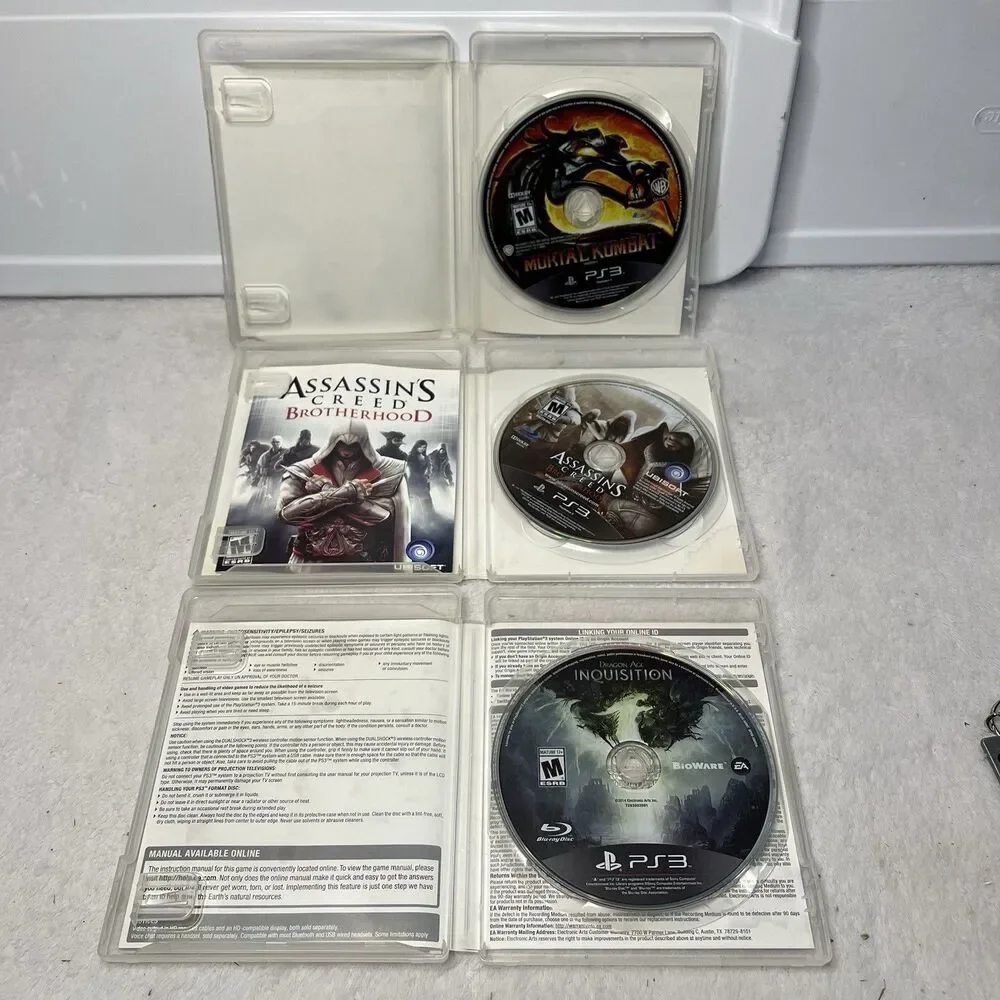 PS3 Mature 3 Game Lot Sony PlayStation 3 Mortal Kombat Assassin's Creed Tested